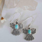 Turquoise Earrings ~ Bird ~ Eagle ~ Gemstone ~ Dangle ~ Sterling Silver 925 ~ Jewelry ~ Blue ~ Handmade ~ Natural~ December Birthstone~ME032