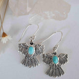 Turquoise Earrings ~ Bird ~ Eagle ~ Gemstone ~ Dangle ~ Sterling Silver 925 ~ Jewelry ~ Blue ~ Handmade ~ Natural~ December Birthstone~ME032