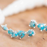 Copper Turquoise Ear Climber Earrings ~Stud~Jewelry~ Sterling Silver 925 ~Natural ~Minimalist Everyday ~Gift for Her ~ Boho~ Hippie ~ ME165