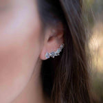 Labradorite Ear Climber Earrings ~ Stud ~ Jewelry ~ Sterling Silver 925 ~Natural ~ Minimalist Everyday ~ Gift for Her ~ Boho ~ Hippie ~ME163