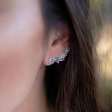 Labradorite Ear Climber Earrings ~ Stud ~ Jewelry ~ Sterling Silver 925 ~Natural ~ Minimalist Everyday ~ Gift for Her ~ Boho ~ Hippie ~ME163