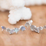 Labradorite Ear Climber Earrings ~ Stud ~ Jewelry ~ Sterling Silver 925 ~Natural ~ Minimalist Everyday ~ Gift for Her ~ Boho ~ Hippie ~ME163