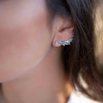 Labradorite Ear Climber Earrings ~ Stud ~ Jewelry ~ Sterling Silver 925 ~Natural ~ Minimalist Everyday ~ Gift for Her ~ Boho ~ Hippie ~ME163
