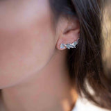 Labradorite Ear Climber Earrings ~ Stud ~ Jewelry ~ Sterling Silver 925 ~Natural ~ Minimalist Everyday ~ Gift for Her ~ Boho ~ Hippie ~ME163