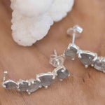 Labradorite Ear Climber Earrings ~ Stud ~ Jewelry ~ Sterling Silver 925 ~Natural ~ Minimalist Everyday ~ Gift for Her ~ Boho ~ Hippie ~ME163