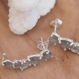 Labradorite Ear Climber Earrings ~ Stud ~ Jewelry ~ Sterling Silver 925 ~Natural ~ Minimalist Everyday ~ Gift for Her ~ Boho ~ Hippie ~ME163