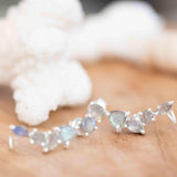 Labradorite Ear Climber Earrings ~ Stud ~ Jewelry ~ Sterling Silver 925 ~Natural ~ Minimalist Everyday ~ Gift for Her ~ Boho ~ Hippie ~ME163