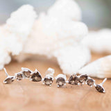 Smoky Quartz Ear Climber Earrings ~ Stud ~ Jewelry ~Sterling Silver 925 ~Natural ~ Minimalist Everyday ~Gift for Her ~ Boho ~Hippie ~ ME164