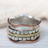 Embau Meditation Ring ~  Sterling Silver 925 & Copper & Bronze ~MS009 - Maresia Jewelry