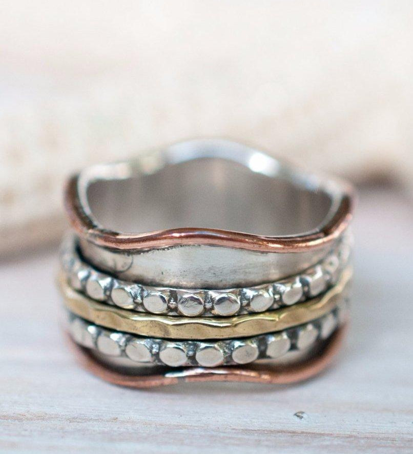 Embau Meditation Ring ~  Sterling Silver 925 & Copper & Bronze ~MS009 - Maresia Jewelry