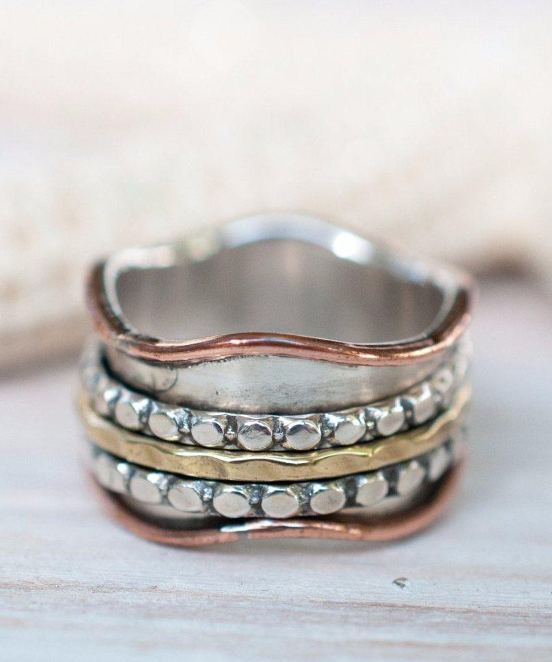 Embau Meditation Ring ~  Sterling Silver 925 & Copper & Bronze ~MS009 - Maresia Jewelry