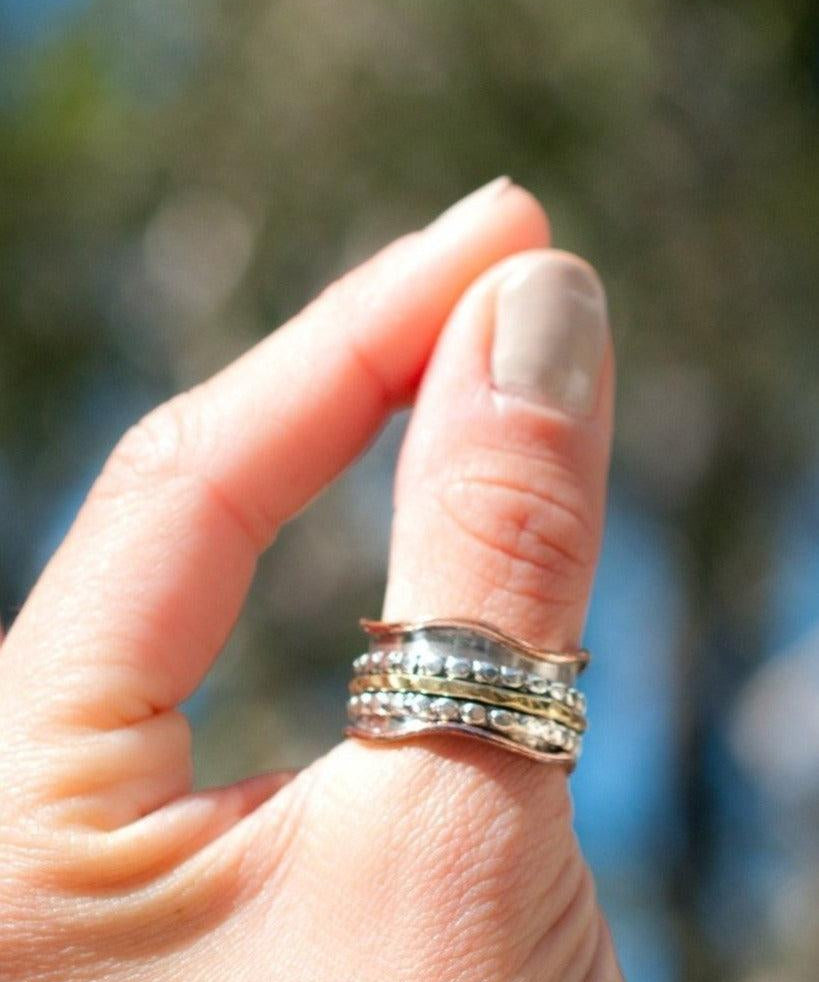 Embau Meditation Ring ~  Sterling Silver 925 & Copper & Bronze ~MS009 - Maresia Jewelry