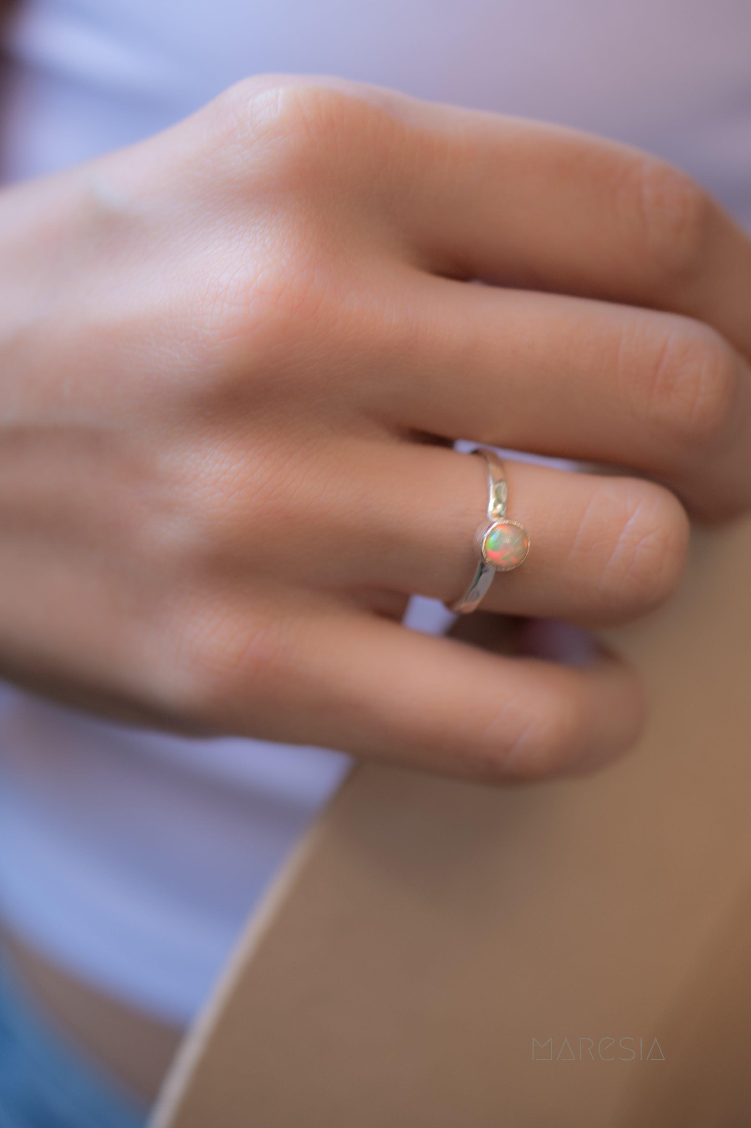 Ethiopian Opal Ring ~ Sterling Silver 925 ~ MR209 - Maresia Jewelry