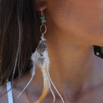 Feather Turquoise Earrings ~ Sterling Silver 925 - Maresia Jewelry