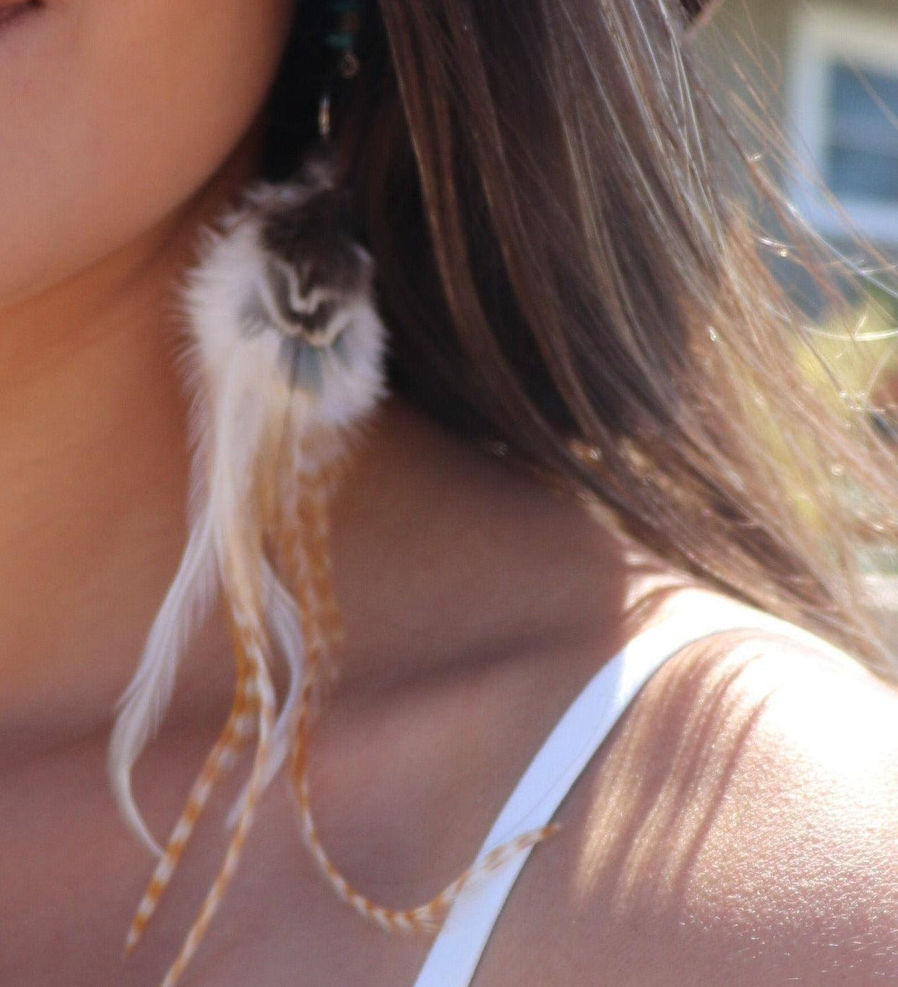 Feather Turquoise Earrings ~ Sterling Silver 925 - Maresia Jewelry