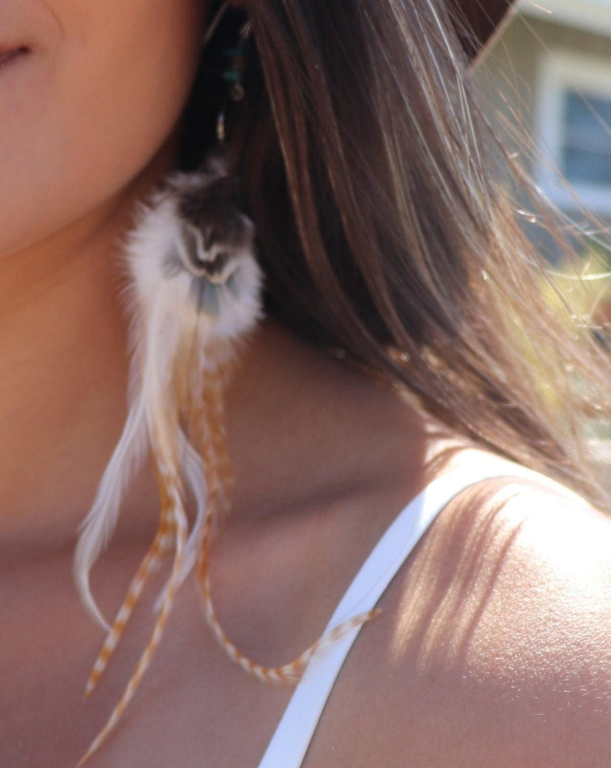 Feather Turquoise Earrings ~ Sterling Silver 925 - Maresia Jewelry