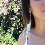 Feather Turquoise Earrings ~ Sterling Silver 925 - Maresia Jewelry