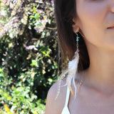 Feather Turquoise Earrings ~ Sterling Silver 925 - Maresia Jewelry