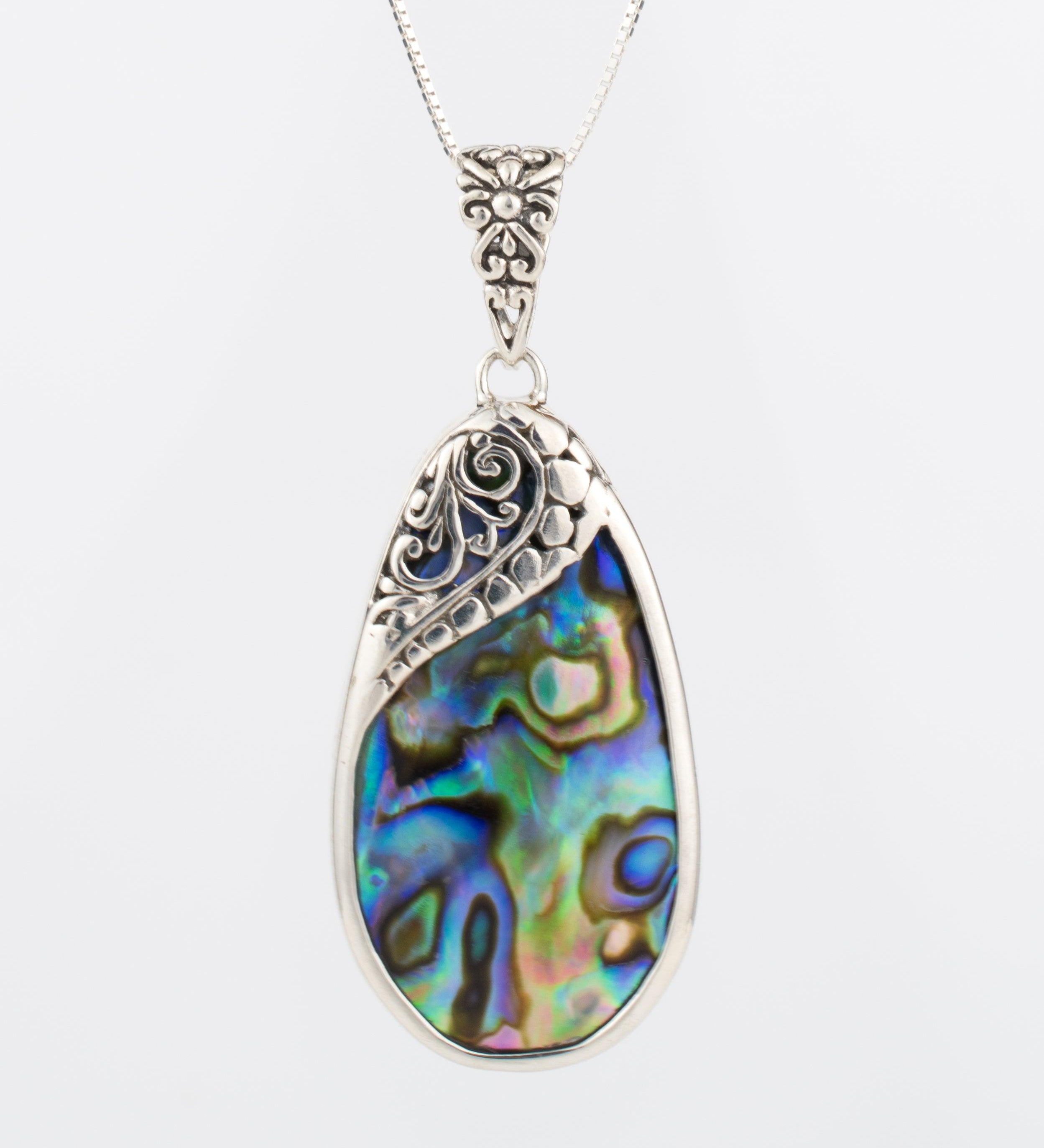Feliz Pendant ~ Abalone or Coral ~ Sterling Silver 925 - Maresia Jewelry