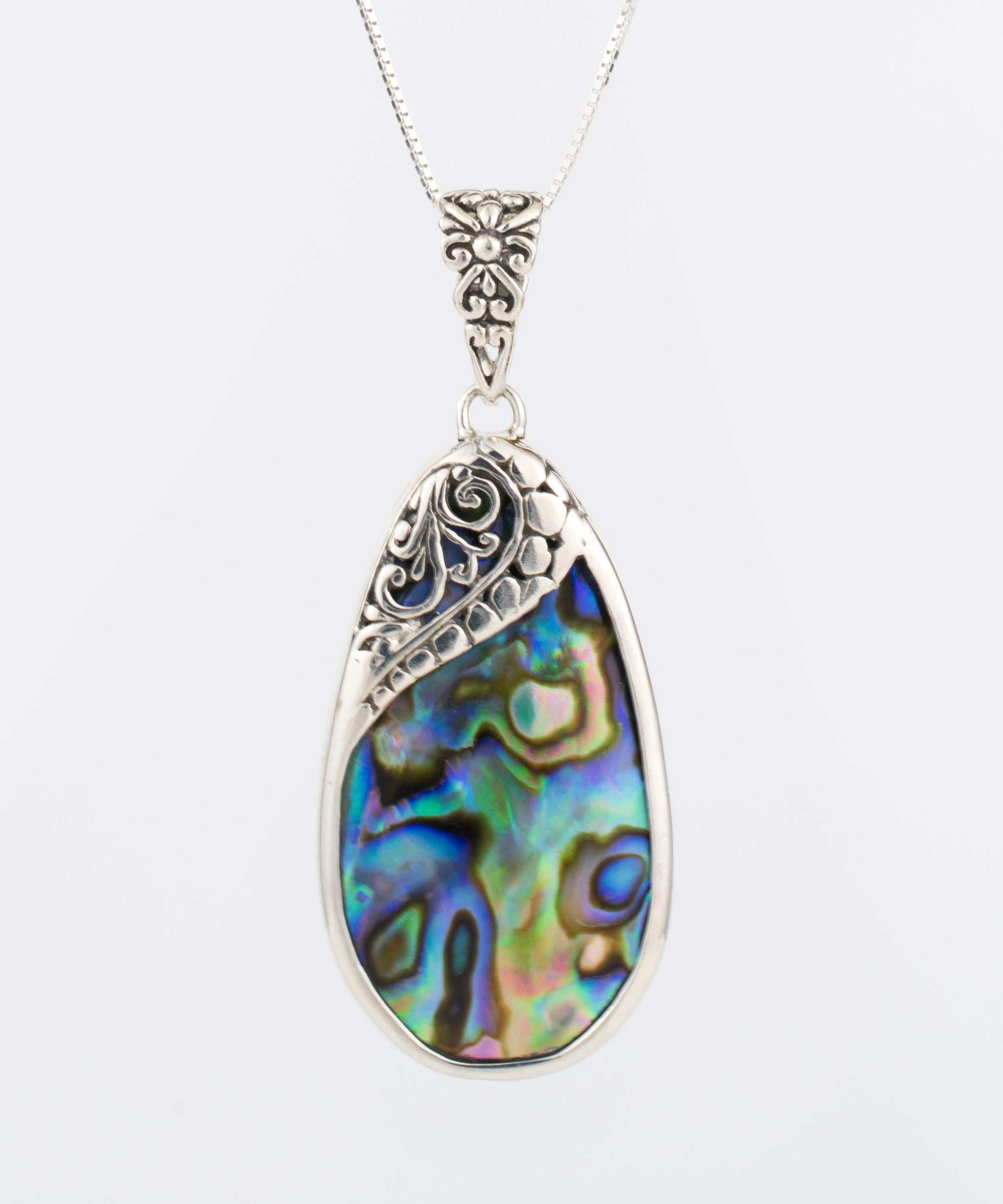 Feliz Pendant ~ Abalone or Coral ~ Sterling Silver 925 - Maresia Jewelry