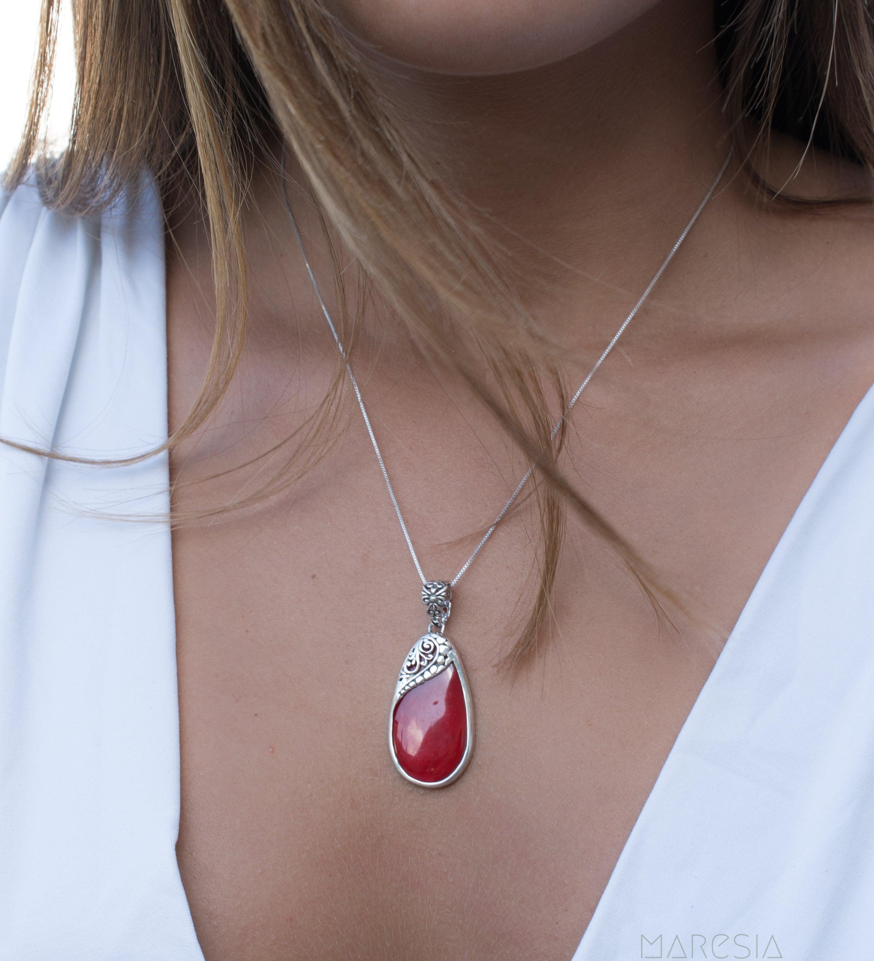 Feliz Pendant ~ Abalone, Mother of Pearl or Coral ~ Sterling Silver 925 ~SMP001 - Maresia Jewelry
