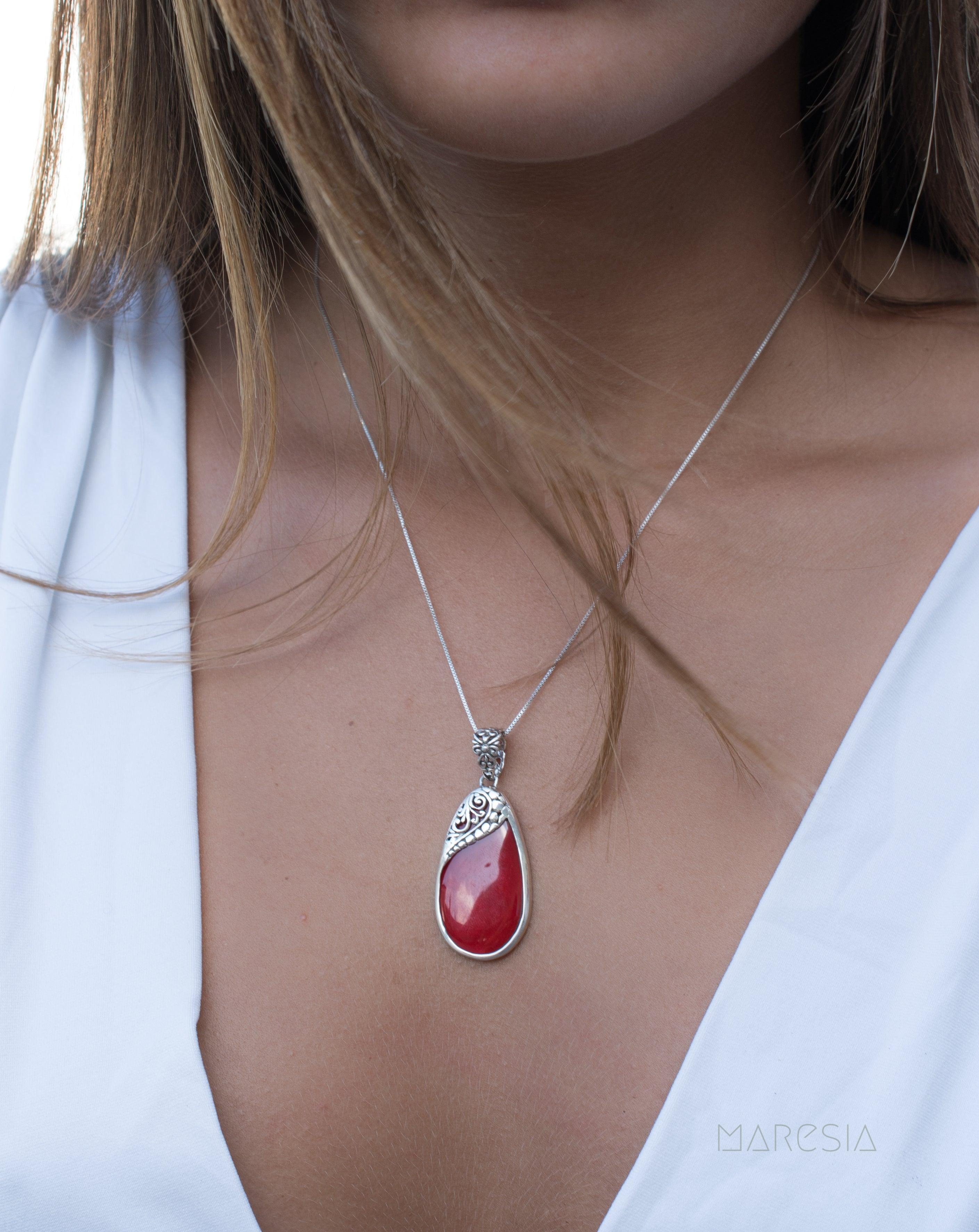 Feliz Pendant ~ Abalone, Mother of Pearl or Coral ~ Sterling Silver 925 ~SMP001 - Maresia Jewelry