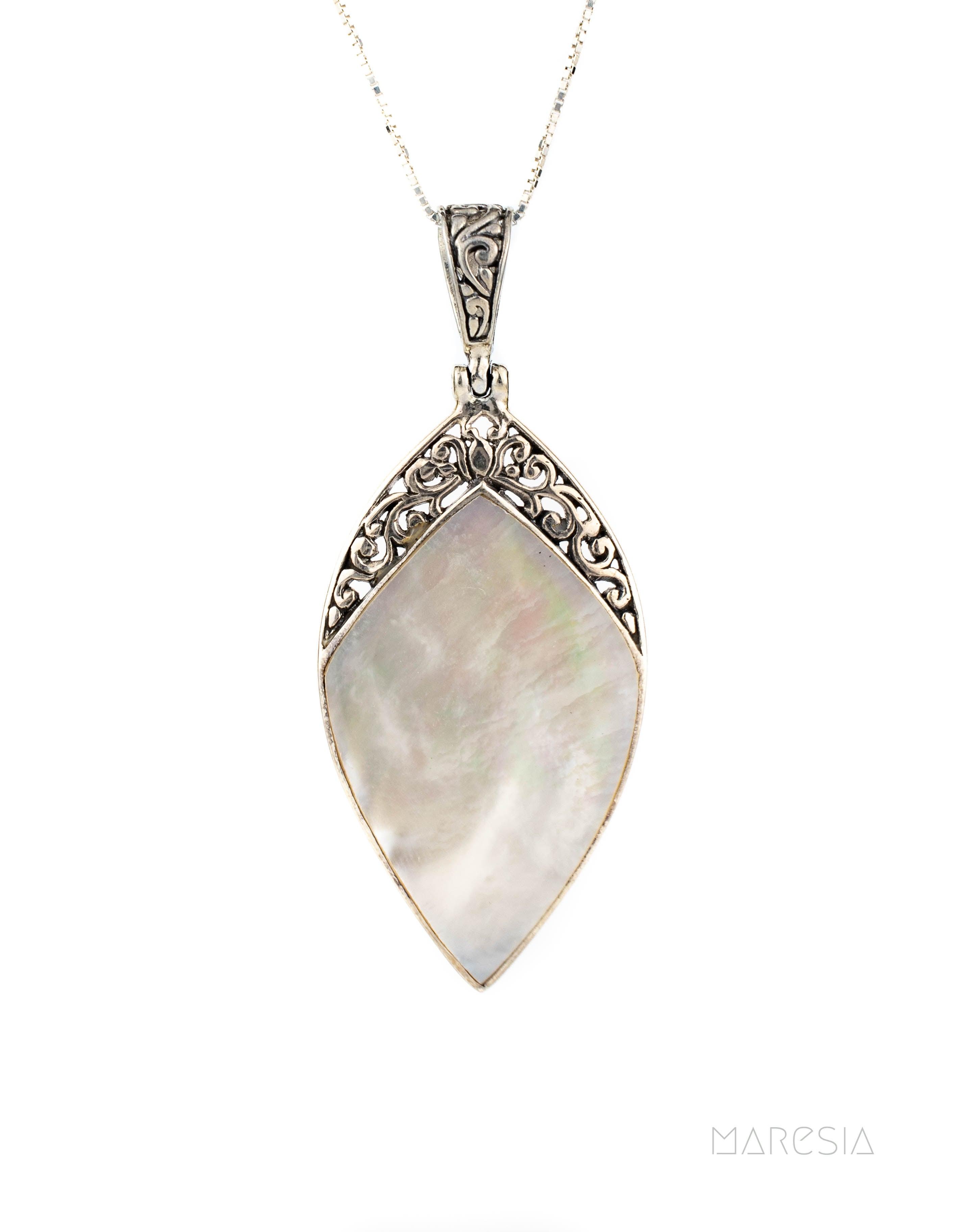 Flora Pendant ~ Abalone or Mother of Pearl ~ Sterling Silver 925 - Maresia Jewelry