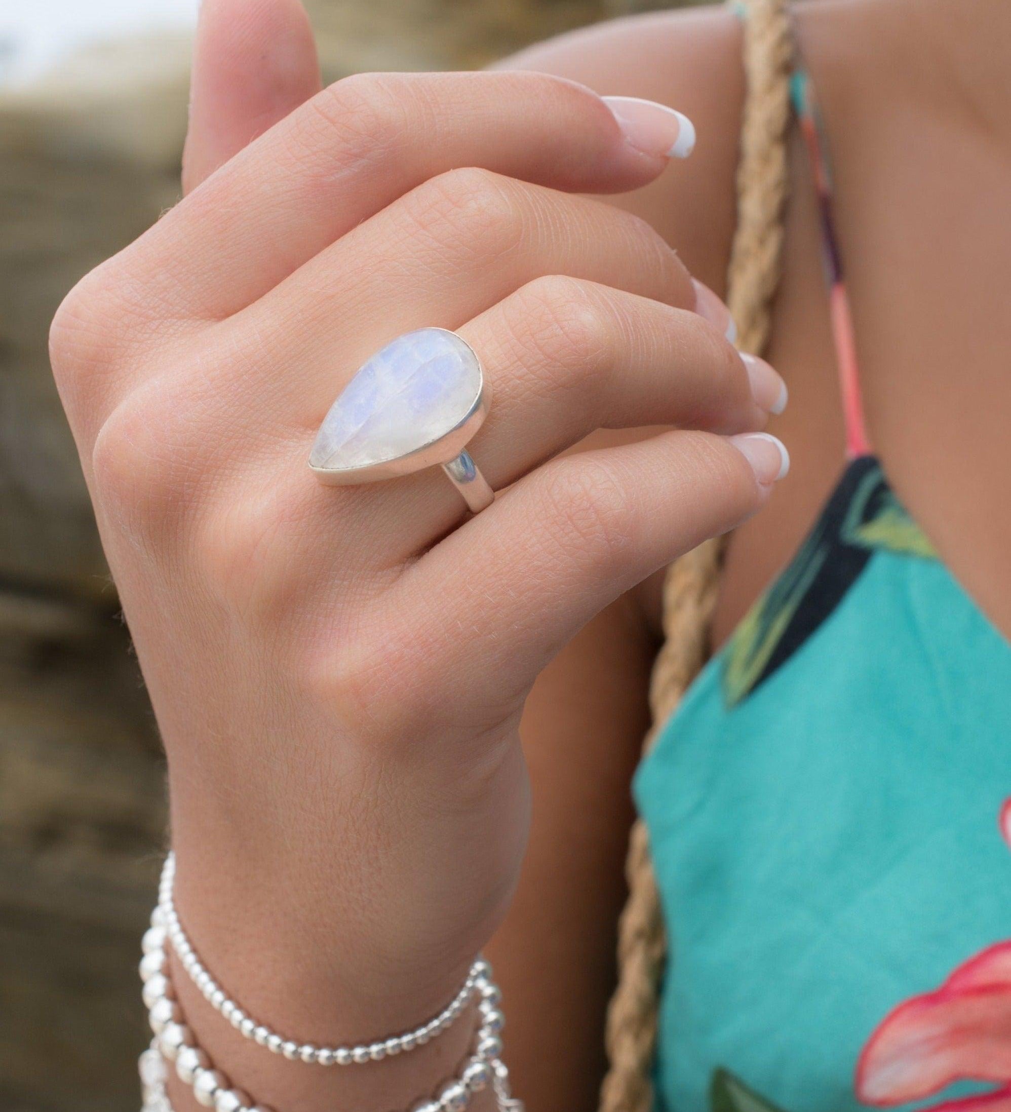 Floripa Moonstone Ring ~ Sterling Silver 925 ~ MR192 - Maresia Jewelry