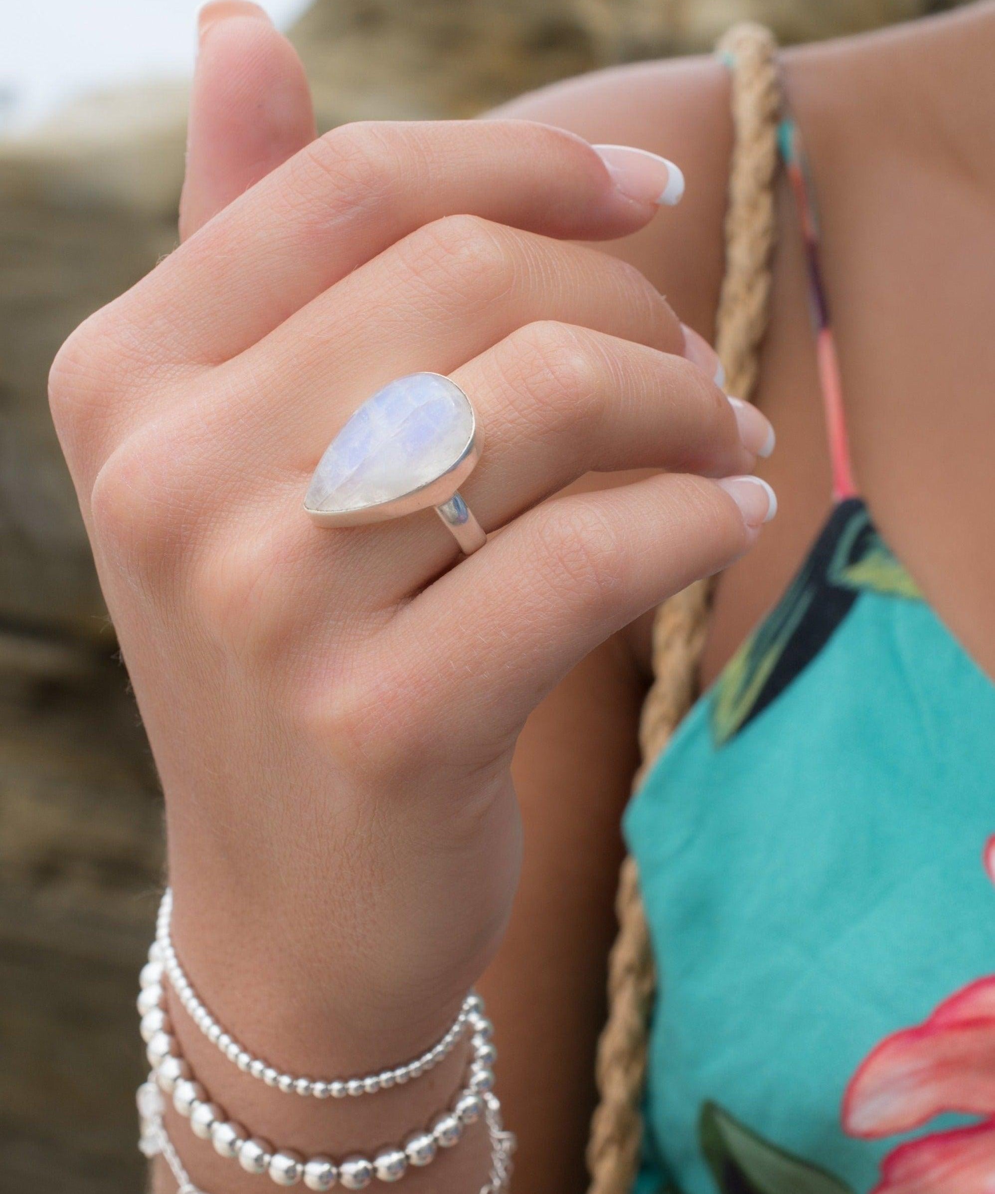 Floripa Moonstone Ring ~ Sterling Silver 925 ~ MR192 - Maresia Jewelry