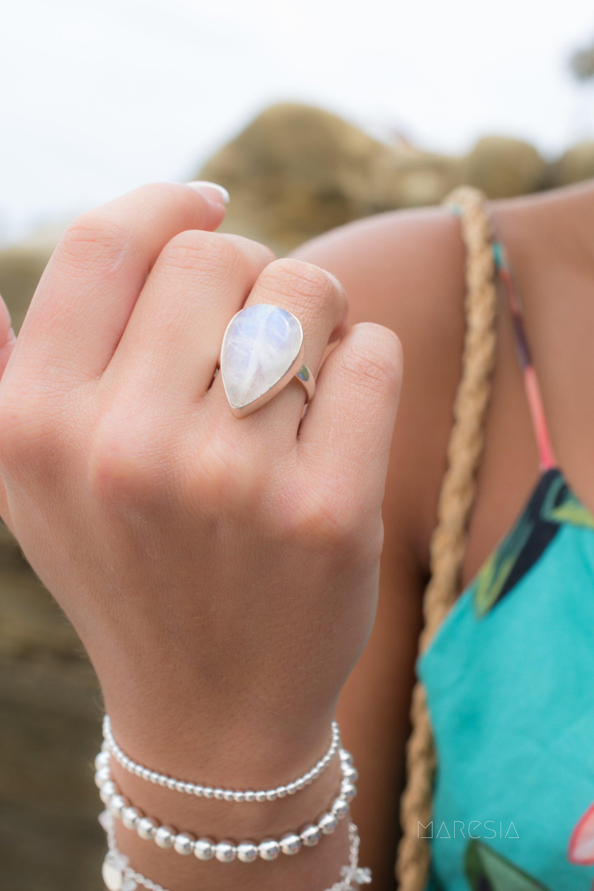 Floripa Moonstone Ring ~ Sterling Silver 925 ~ MR192 - Maresia Jewelry