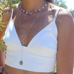 Labradorite or Moonstone Triangle Long Necklace~ Sterling Silver 925 or Gold Filled ~ Handmade ~ Bohemian ~ Gypsy ~Boho ~Necklace MN002