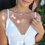 Labradorite or Moonstone Triangle Long Necklace~ Sterling Silver 925 or Gold Filled ~ Handmade ~ Bohemian ~ Gypsy ~Boho ~Necklace MN002A