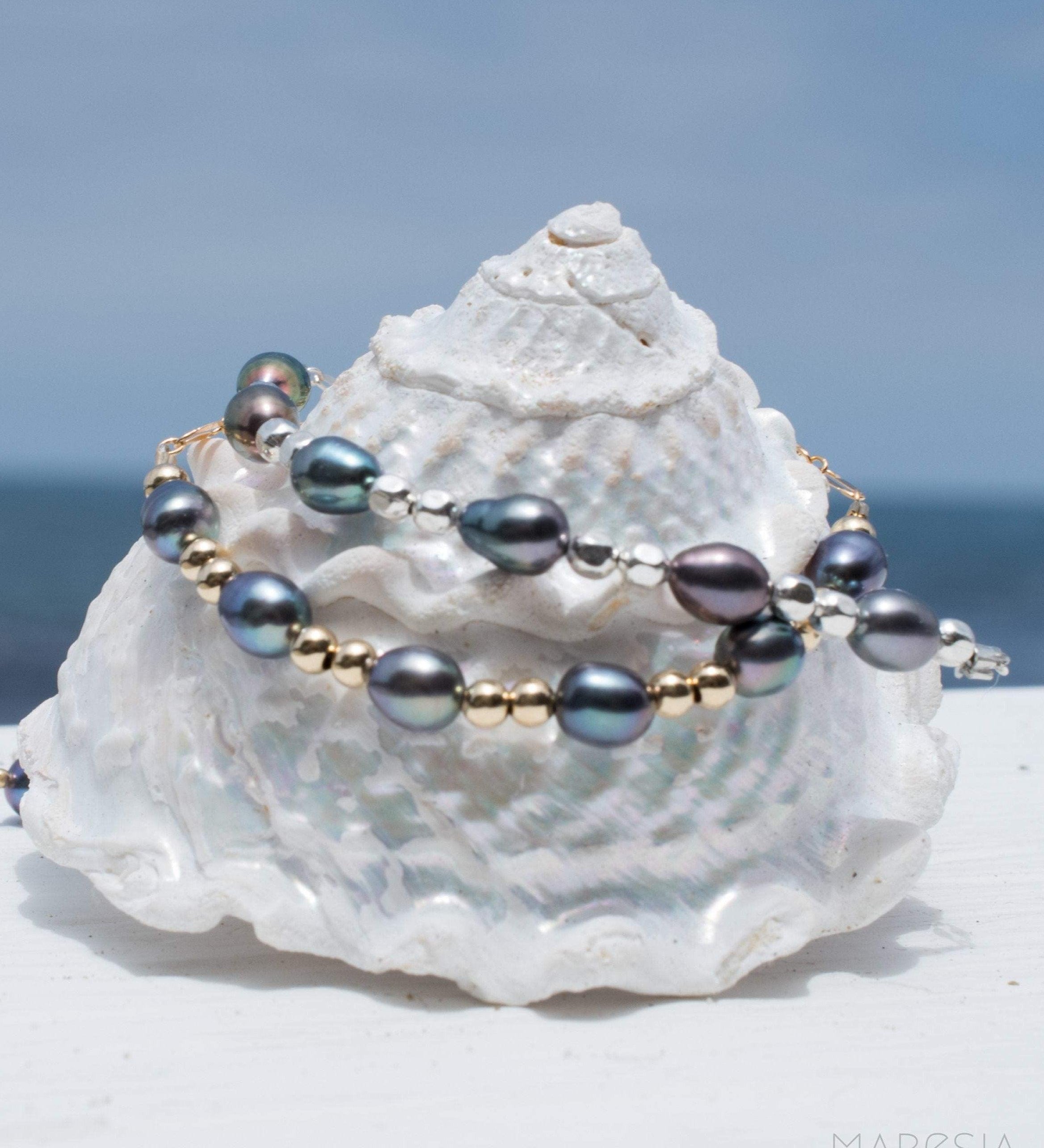 Fresh Water Peacock Pearl Bracelet ~ Gold Filled or Sterling Silver 925 ~ MB009 - Maresia Jewelry