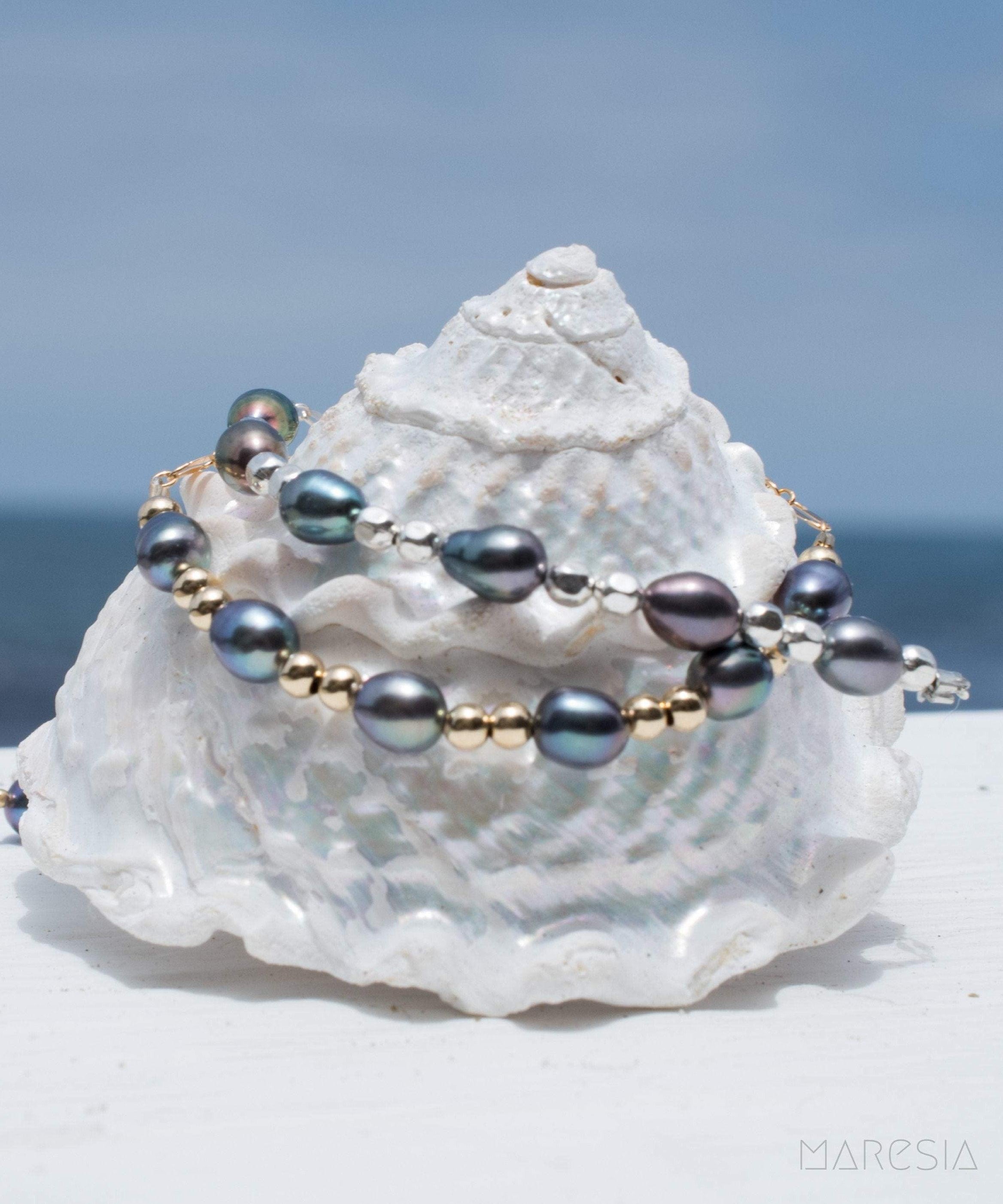 Fresh Water Peacock Pearl Bracelet ~ Gold Filled or Sterling Silver 925 ~ MB009 - Maresia Jewelry