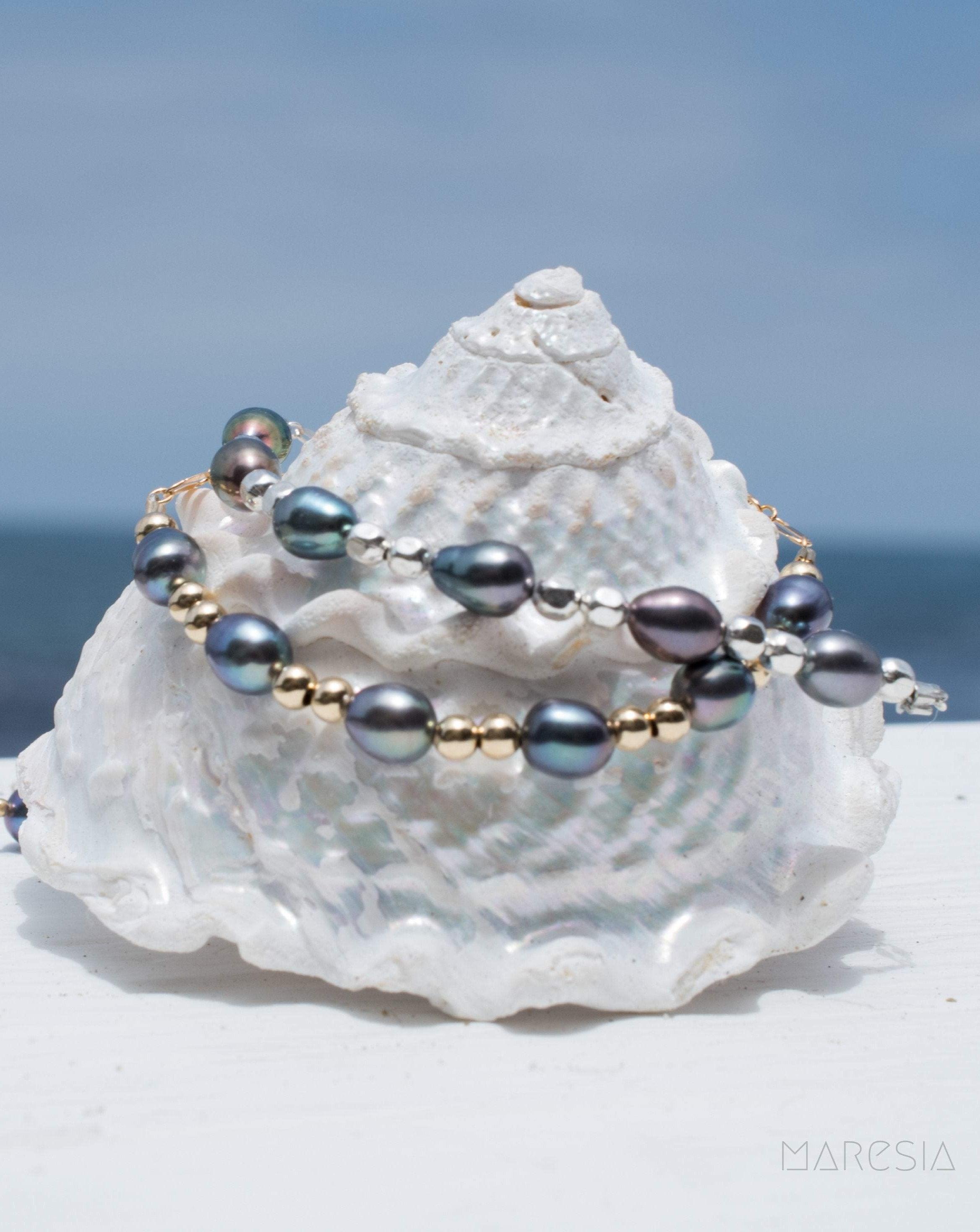 Fresh Water Peacock Pearl Bracelet ~ Gold Filled or Sterling Silver 925 ~ MB009 - Maresia Jewelry