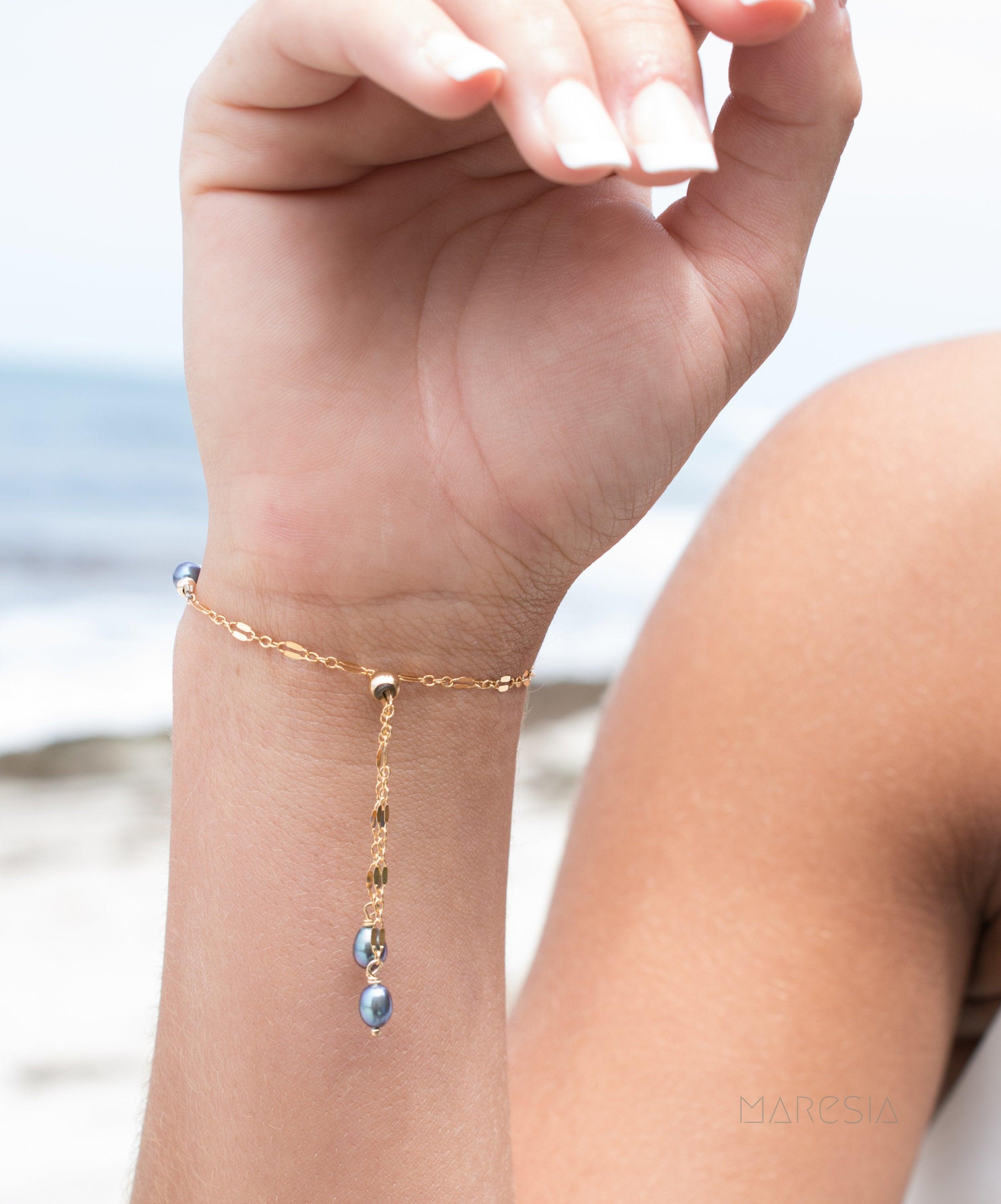 Fresh Water Peacock Pearl Bracelet ~ Gold Filled or Sterling Silver 925 ~ MB009 - Maresia Jewelry