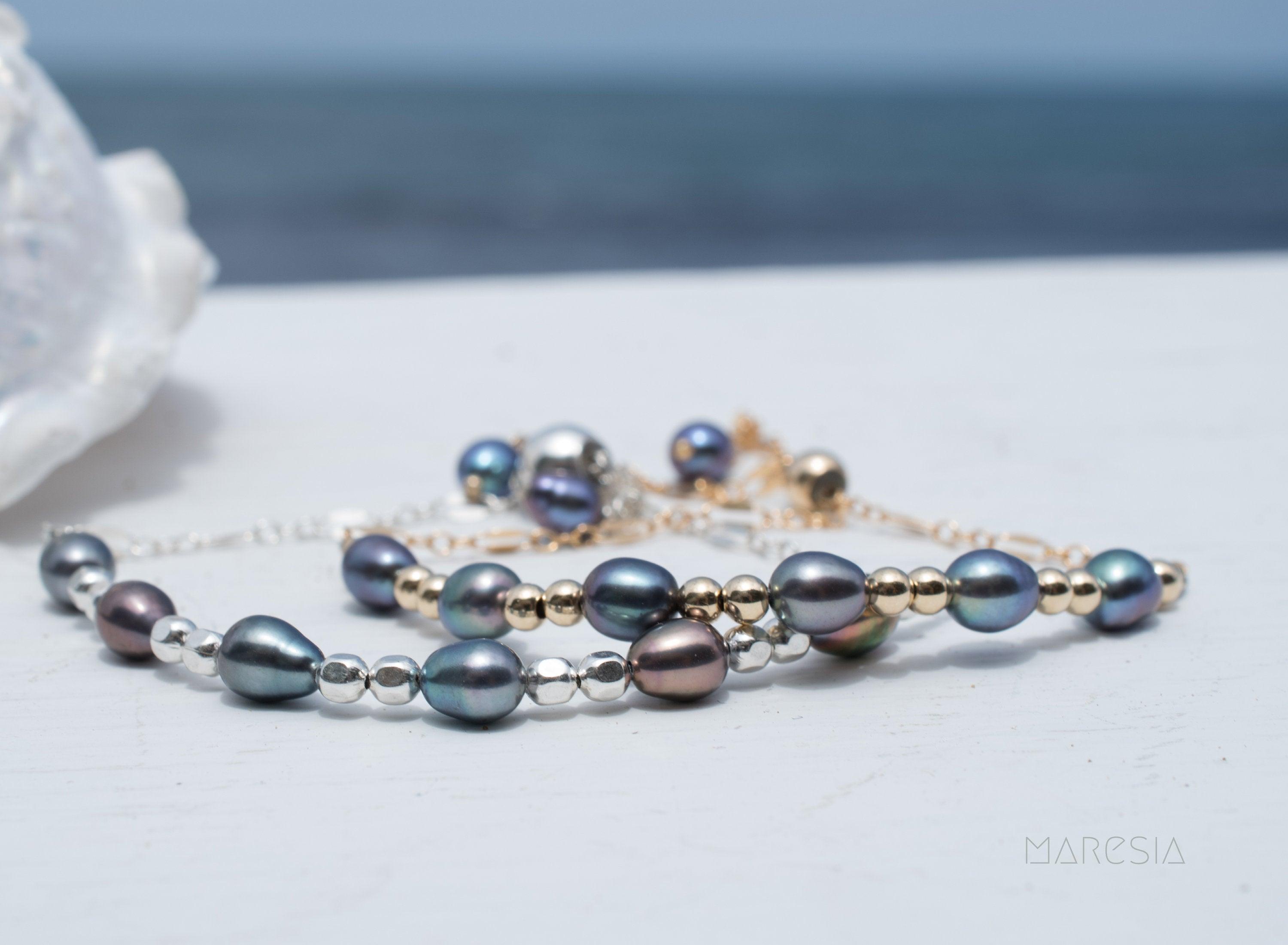 Fresh Water Peacock Pearl Bracelet ~ Gold Filled or Sterling Silver 925 ~ MB009 - Maresia Jewelry