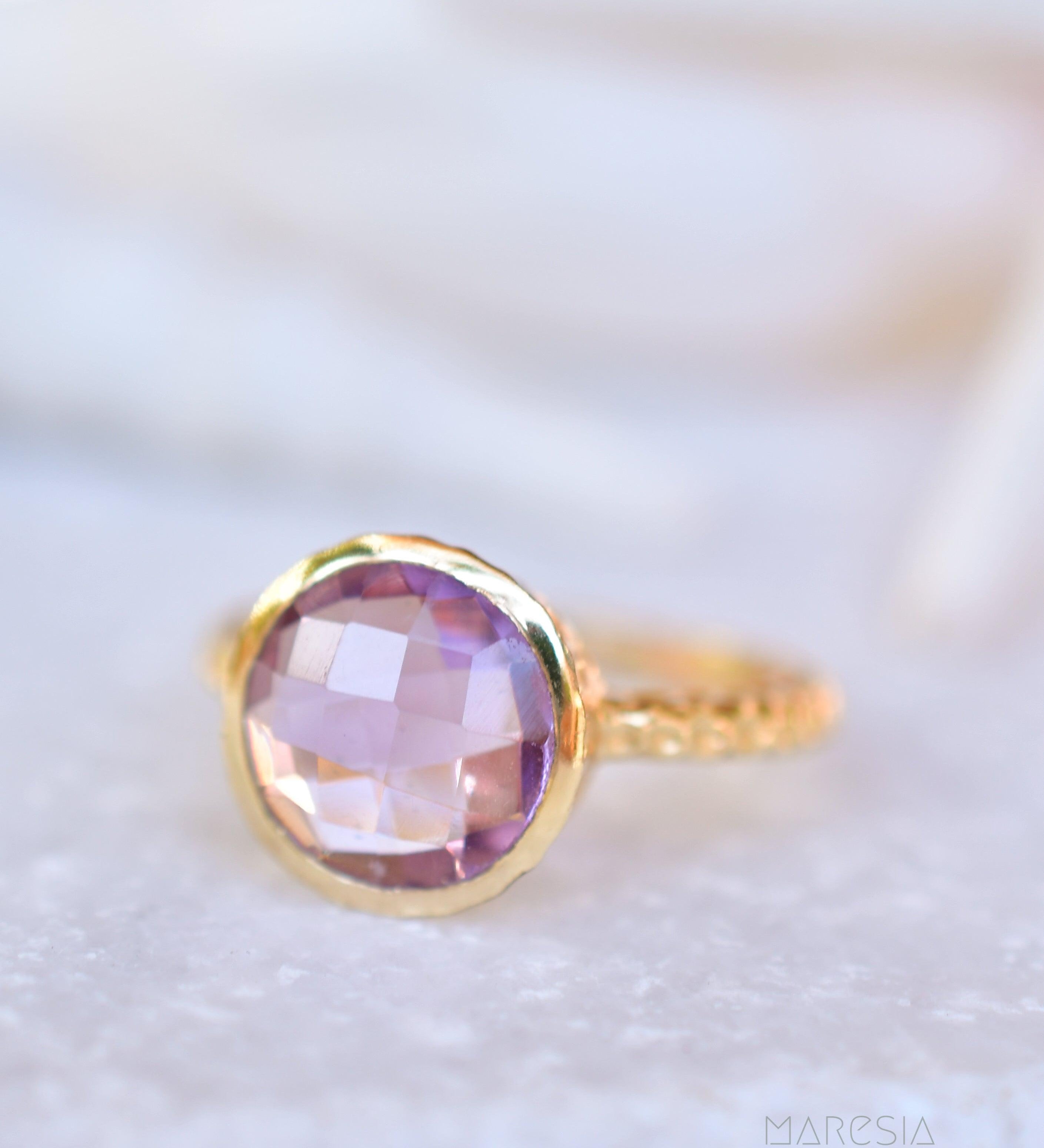 Gabi Amethyst Gold Ring ~ 18k Gold Plated ~ SMR111 - Maresia Jewelry