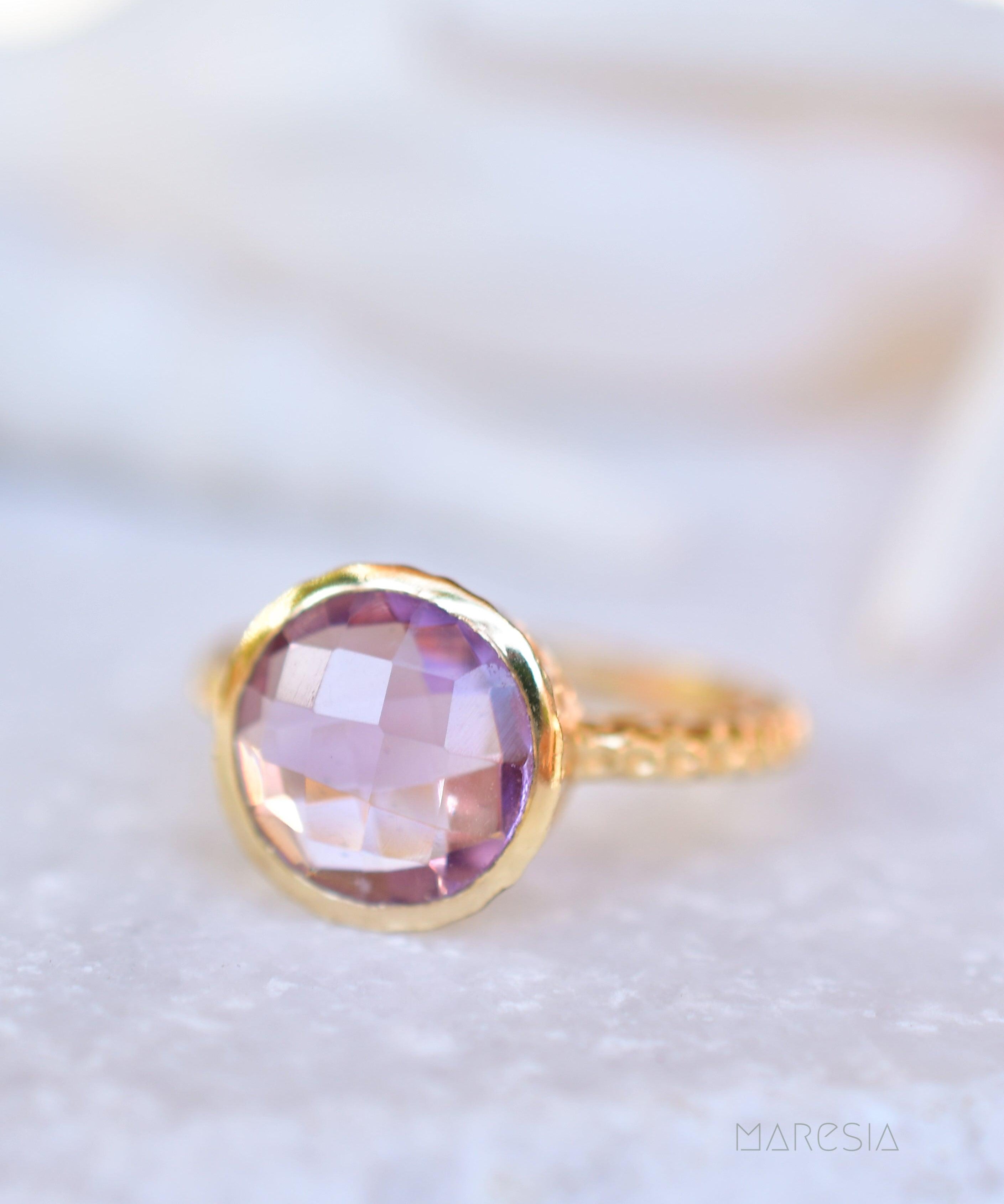 Gabi Amethyst Gold Ring ~ 18k Gold Plated ~ SMR111 - Maresia Jewelry