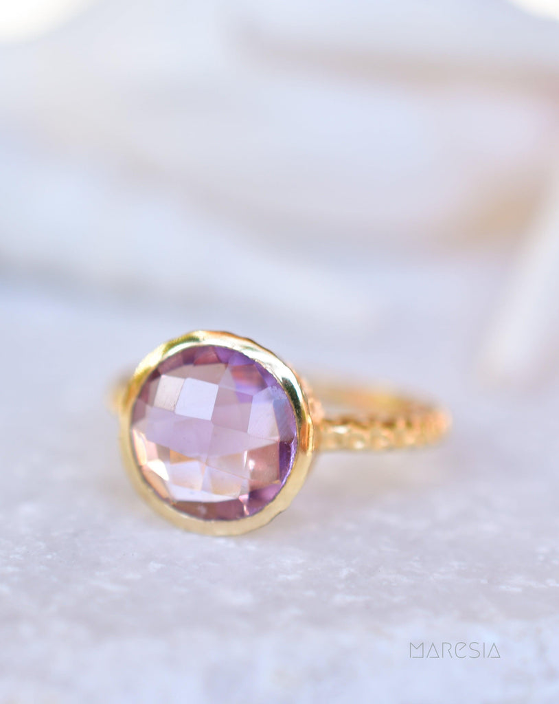 Gabi Amethyst Gold Ring ~ 18k Gold Plated ~ SMR111 - Maresia Jewelry