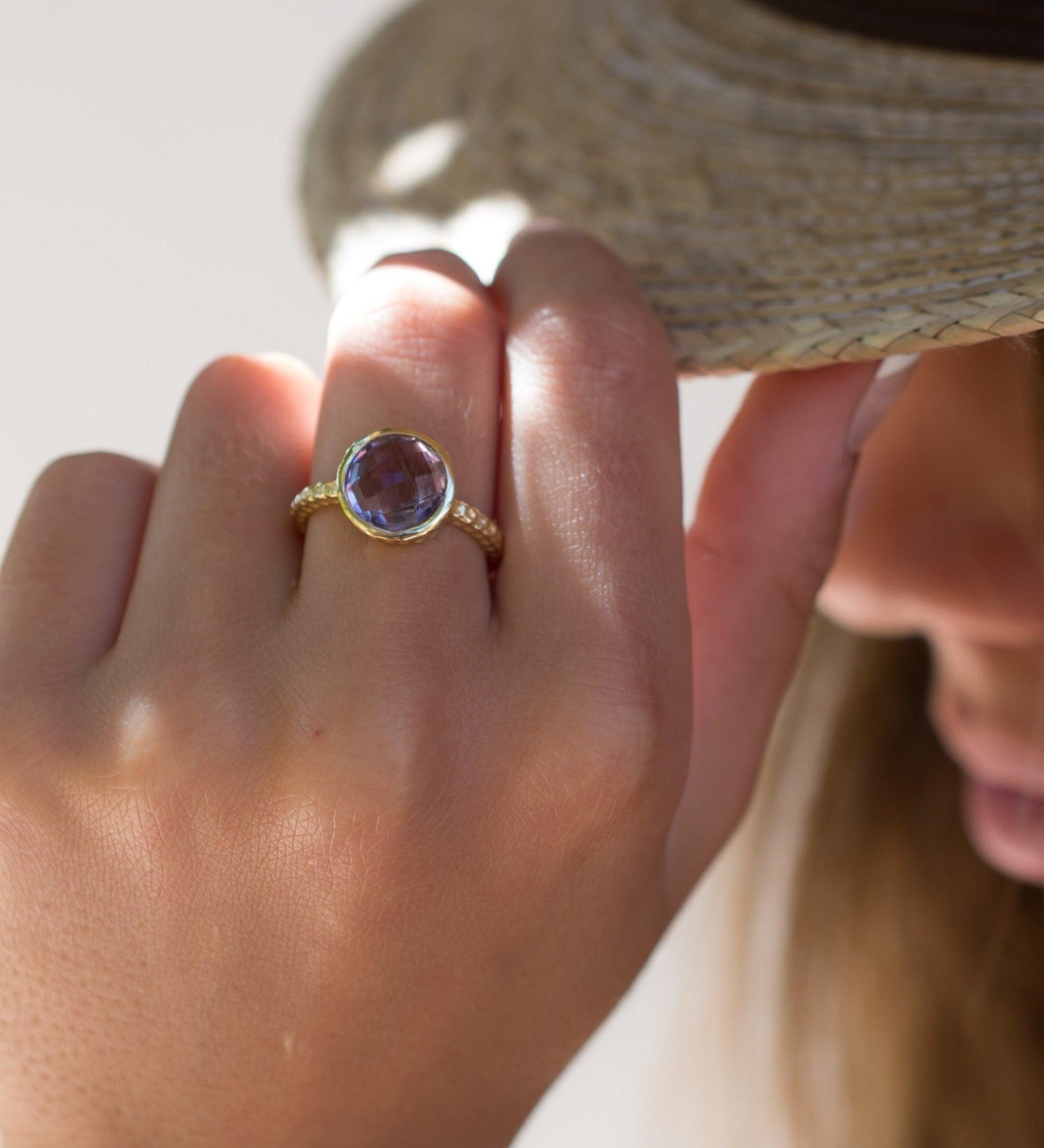 Amethyst Gold Ring ~ 18k Gold Plated ~ - Maresia Jewelry
