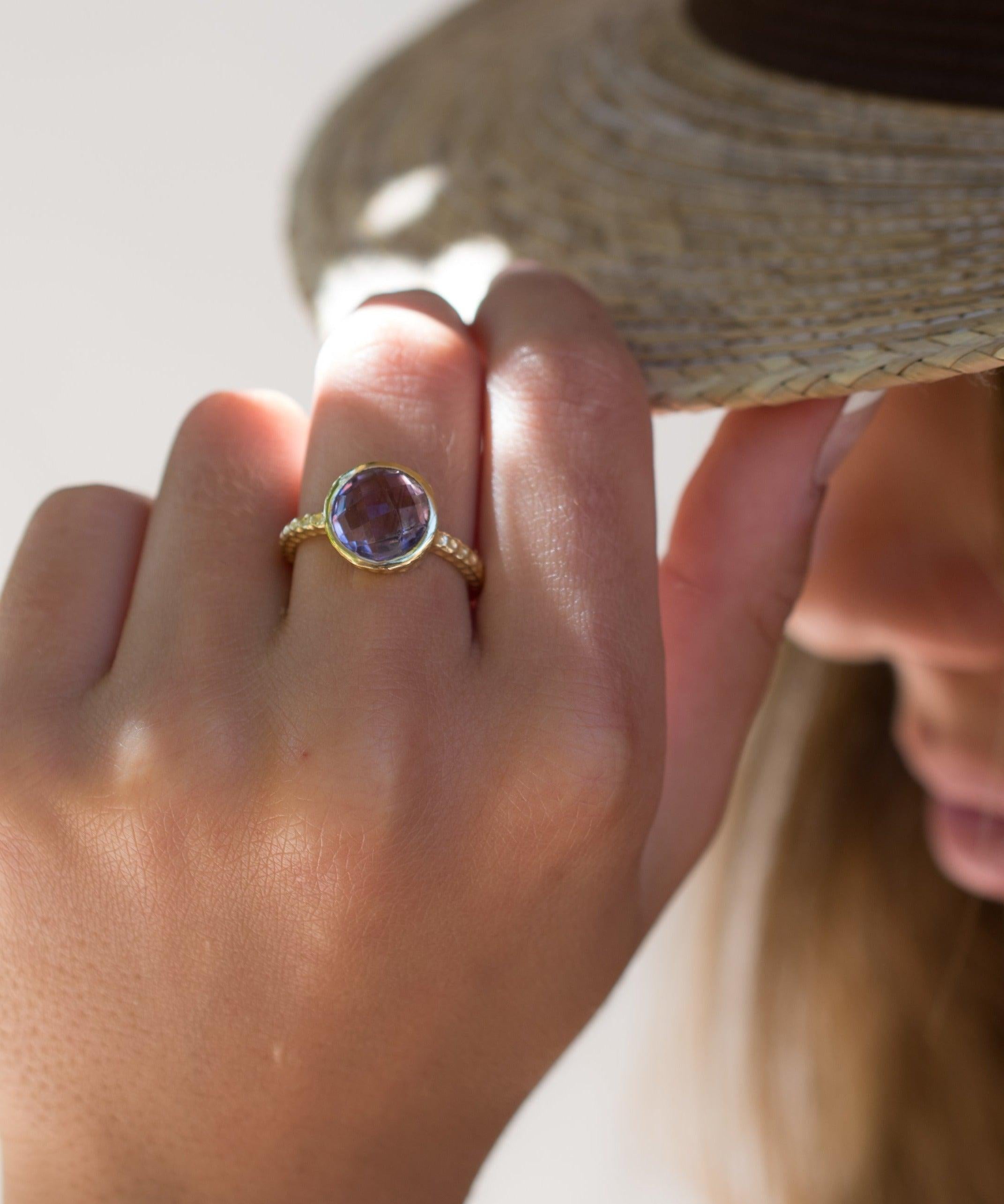 Amethyst Gold Ring ~ 18k Gold Plated ~ - Maresia Jewelry