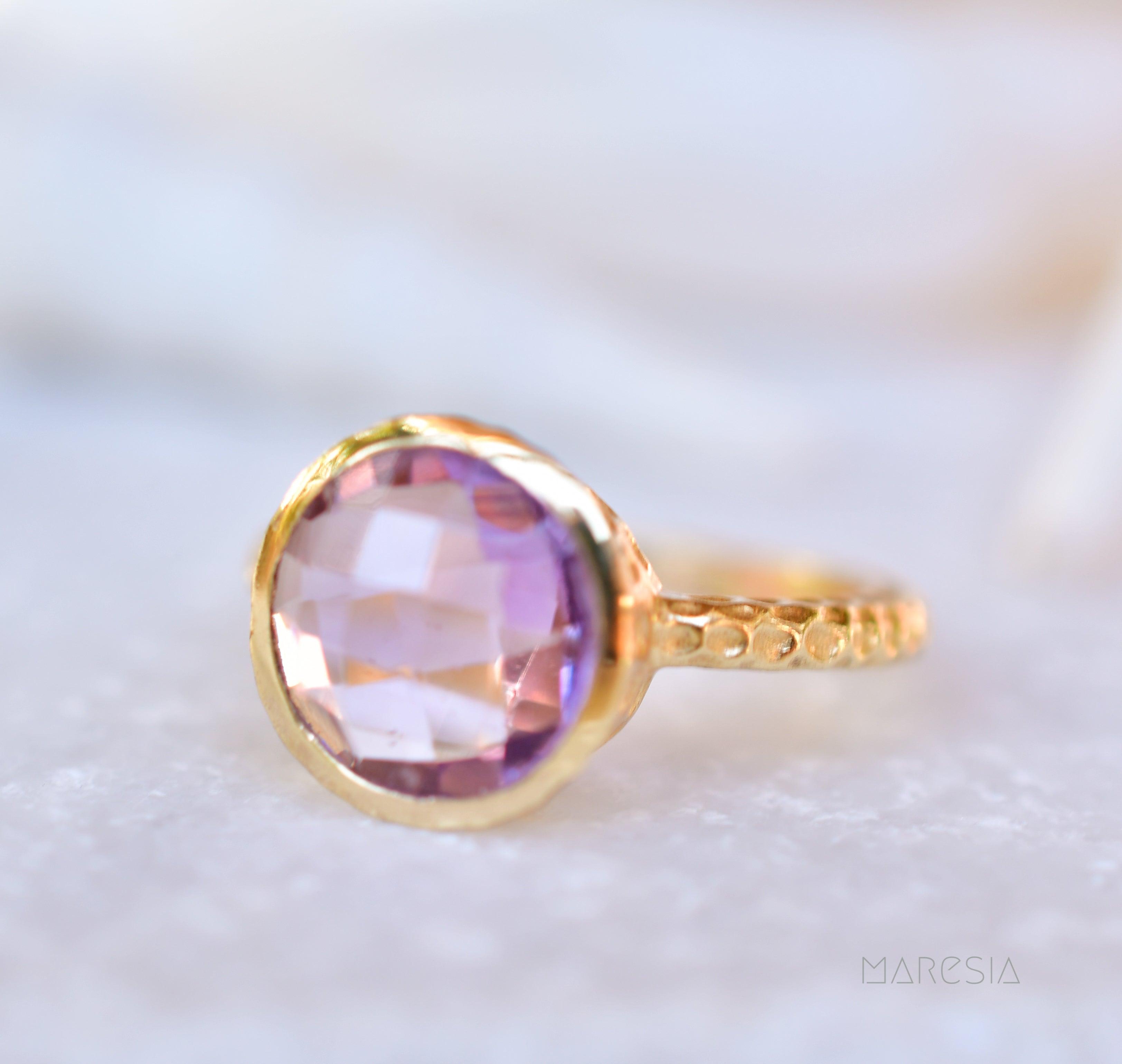 Gabi Amethyst Gold Ring ~ 18k Gold Plated ~ SMR111 - Maresia Jewelry