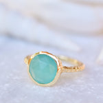 Gabi Aqua Chalcedony Gold Ring ~ 18k Gold Plated ~SMR106 - Maresia Jewelry