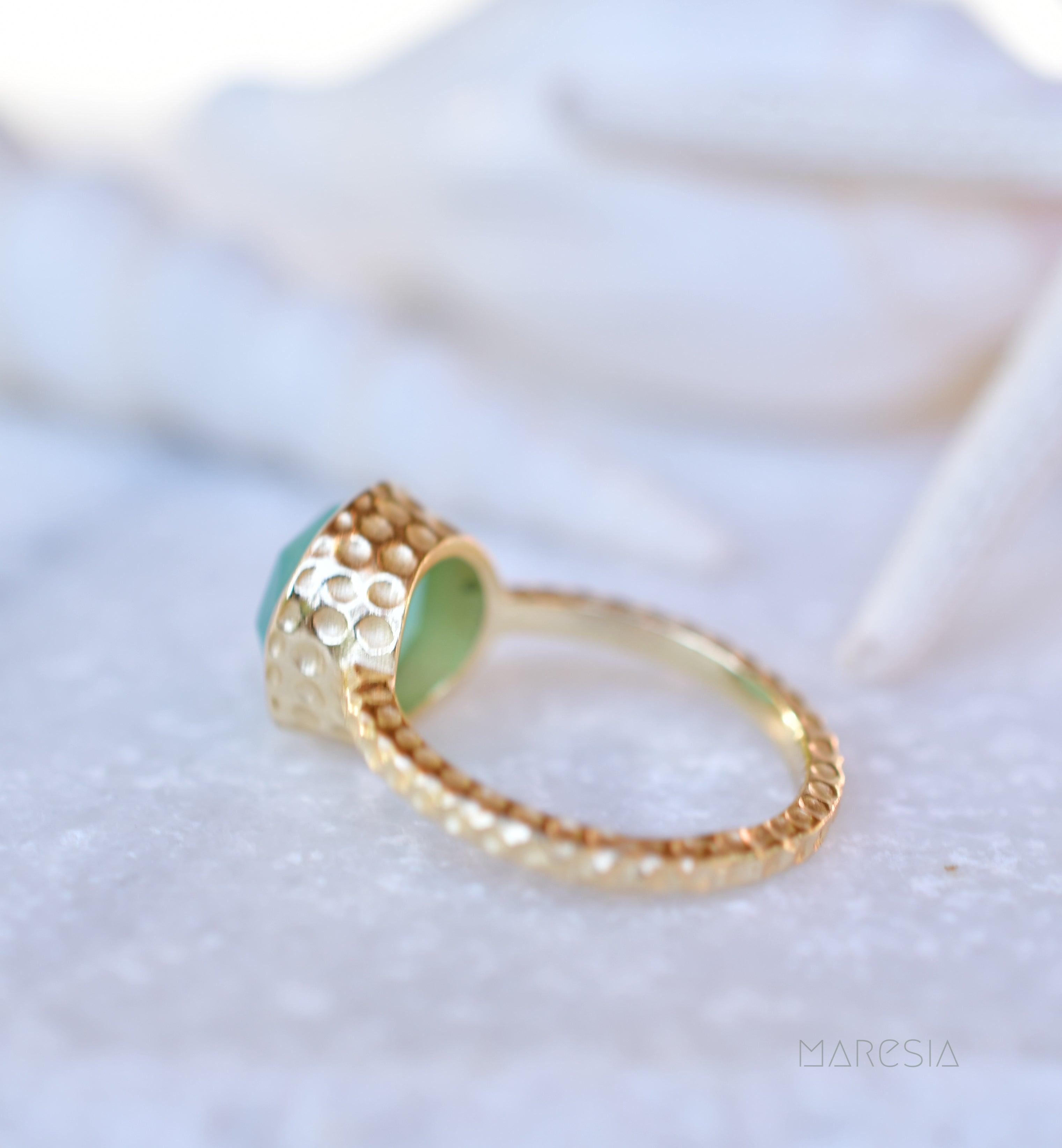 Gabi Aqua Chalcedony Gold Ring ~ 18k Gold Plated ~SMR106 - Maresia Jewelry
