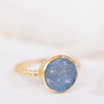 Gabi Blue Druzy Ring ~ 18k Gold Plated ~ SMR112 - Maresia Jewelry