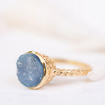 Gabi Blue Druzy Ring ~ 18k Gold Plated ~ SMR112 - Maresia Jewelry