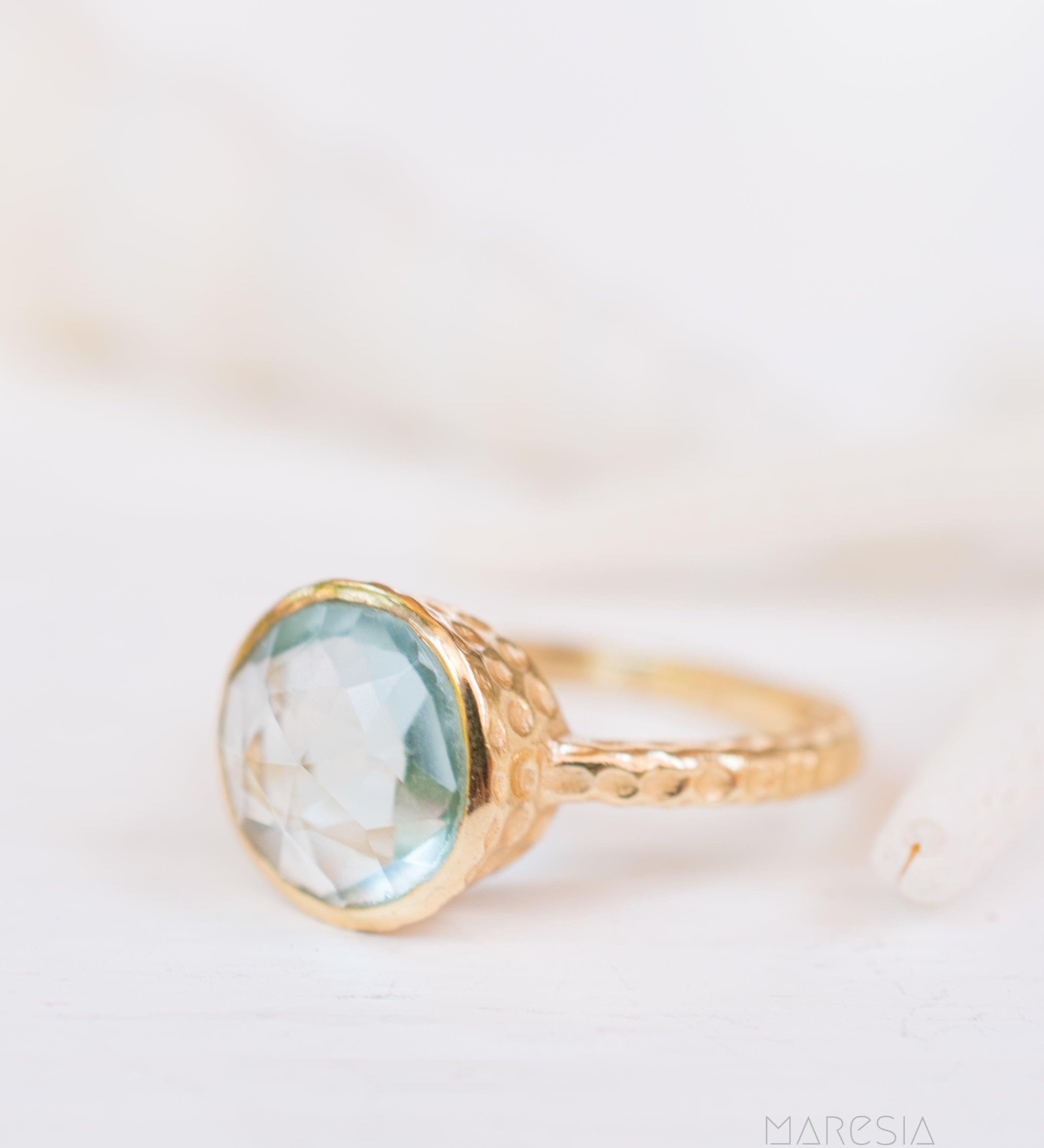 Gabi Blue Topaz Ring ~ 18k Gold Plated ~ SMR113 - Maresia Jewelry