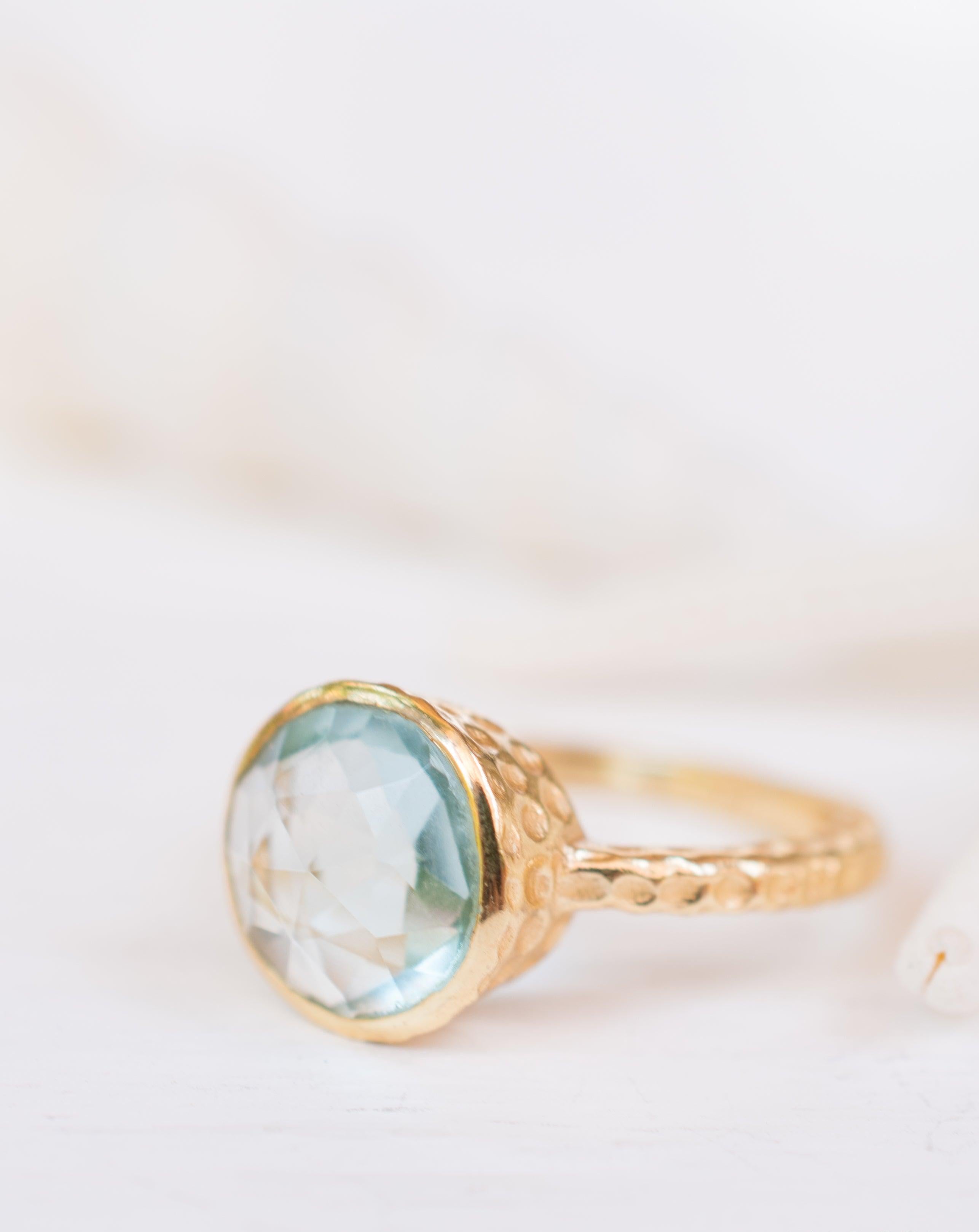 Gabi Blue Topaz Ring ~ 18k Gold Plated ~ SMR113 - Maresia Jewelry