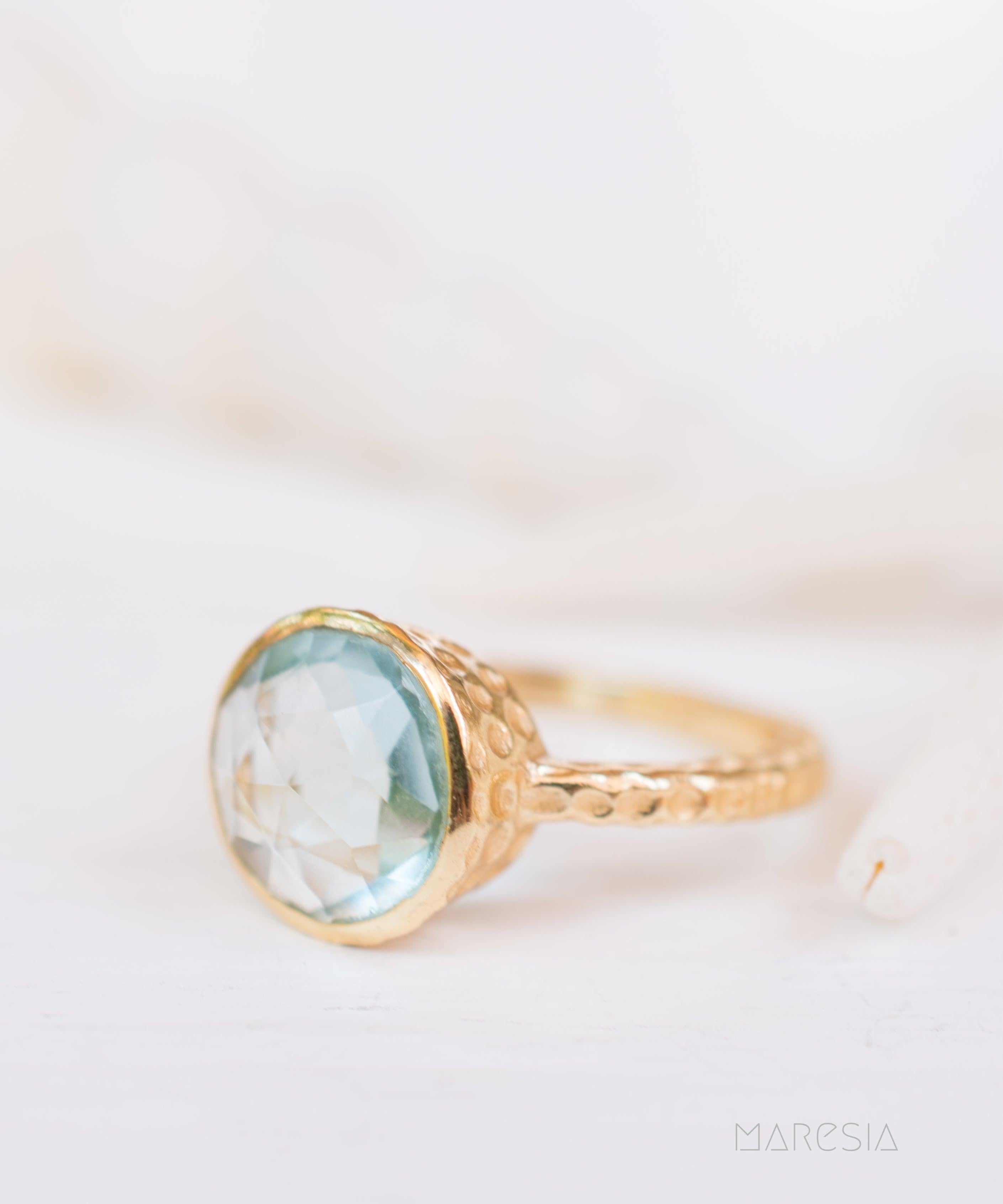 Gabi Blue Topaz Ring ~ 18k Gold Plated ~ SMR113 - Maresia Jewelry
